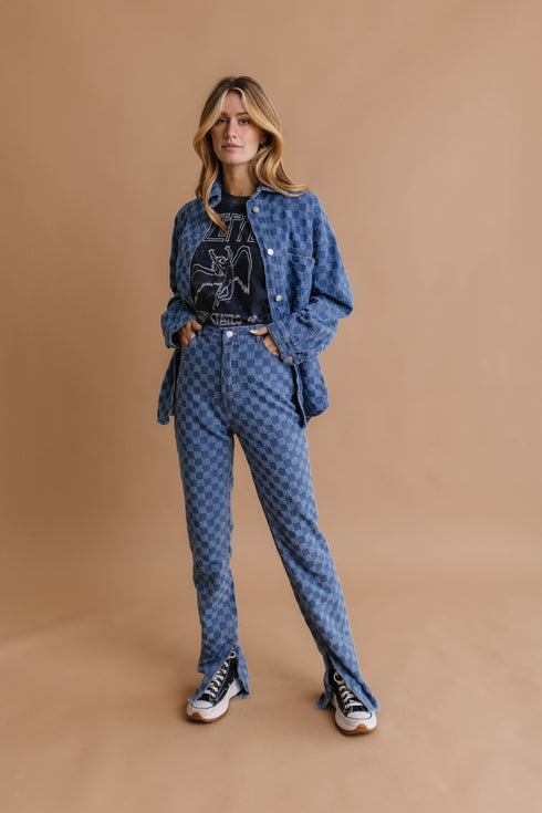 Checked Out Denim Jacket